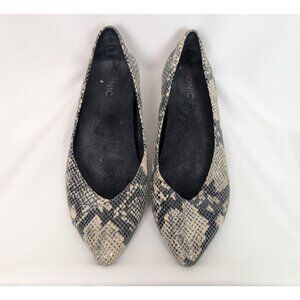 Vionic 9 Caballo Ballet Flats Dress Shoes Concealed Orthotic Support Snakeskin